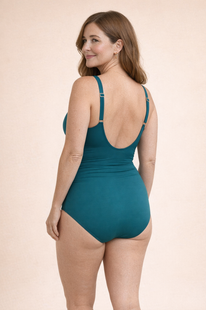 Odessa swimsuit peacock blue back