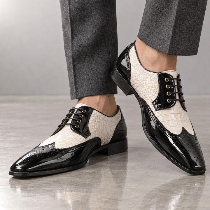 Darnello Croc-Embossed Leather Oxfords
