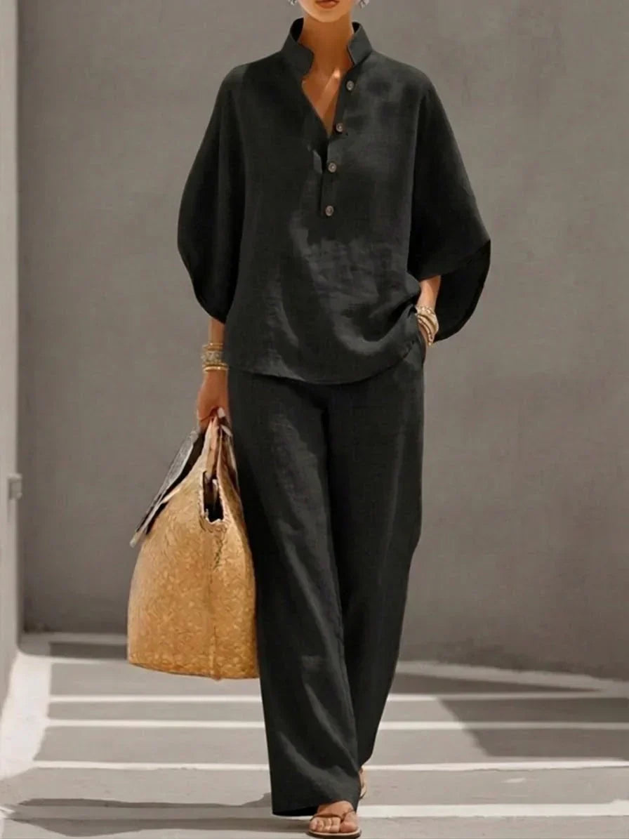 Maribel | Linen-Blend Wide-Leg Set
