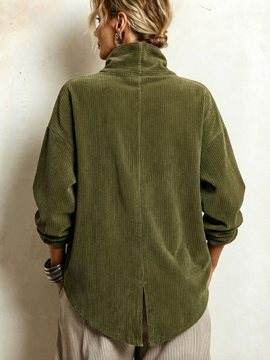 Camille Asymmetric High-Neck Corduroy Jacket