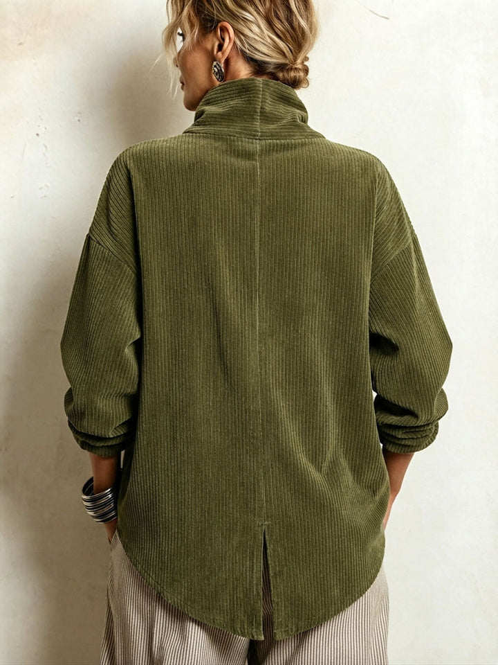 Camille Asymmetric High-Neck Corduroy Jacket