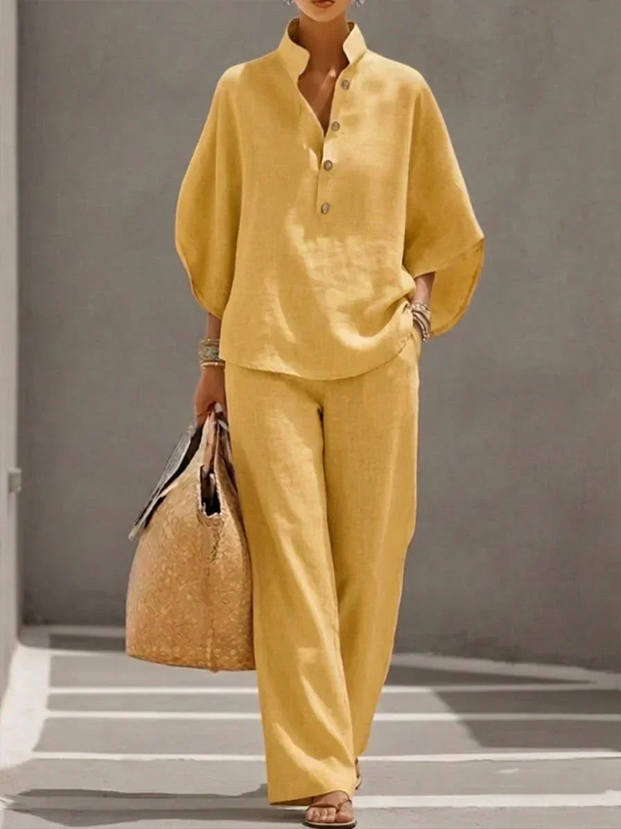 Maribel | Linen-Blend Wide-Leg Set