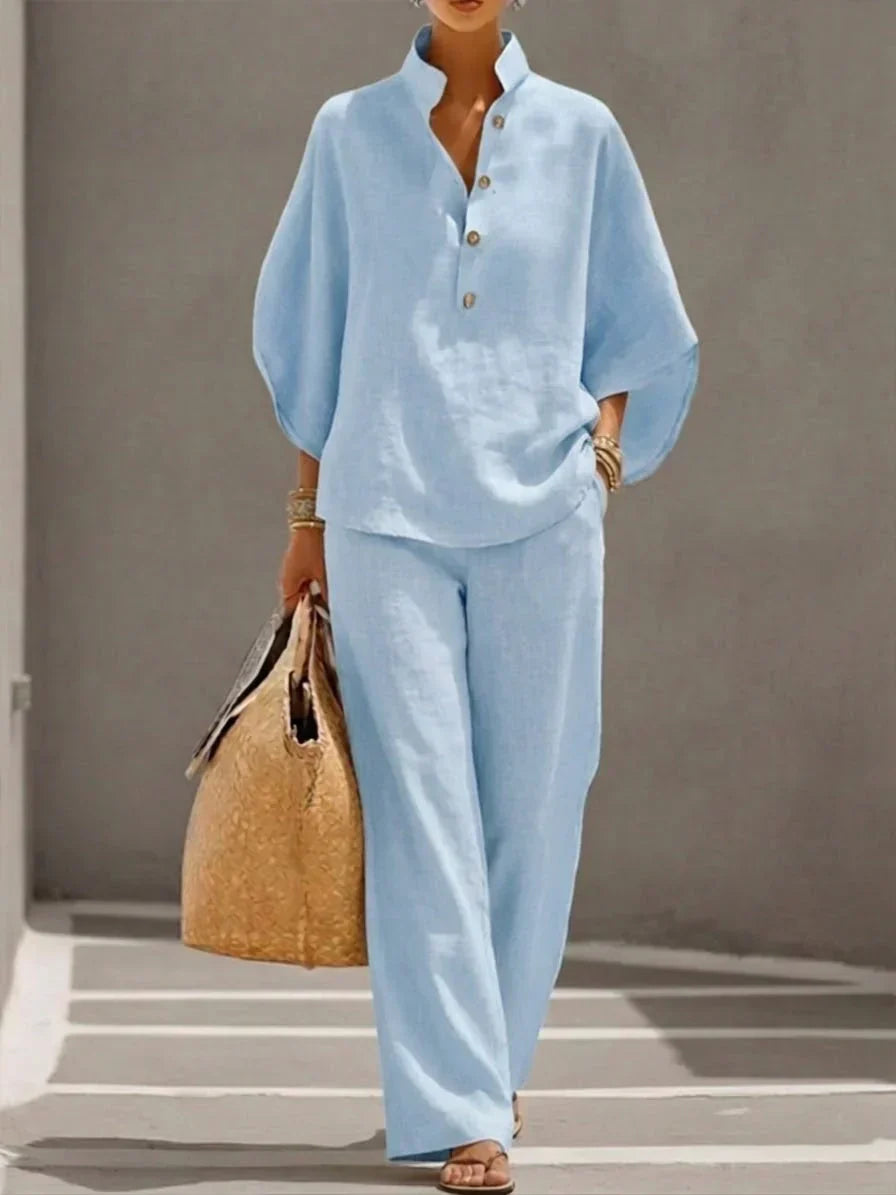 Maribel | Linen-Blend Wide-Leg Set