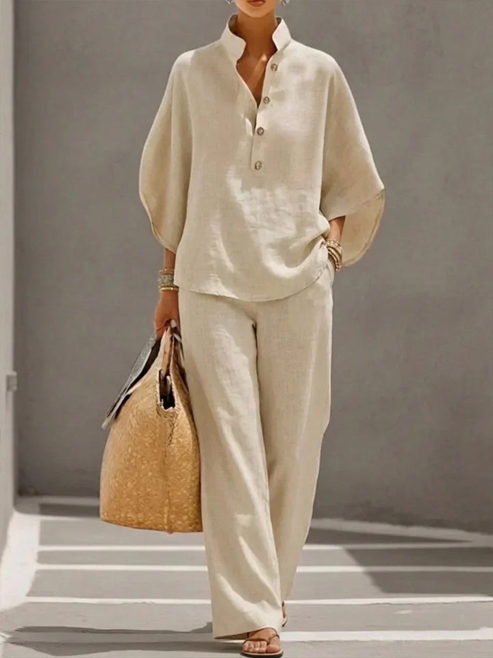 Maribel | Linen-Blend Wide-Leg Set