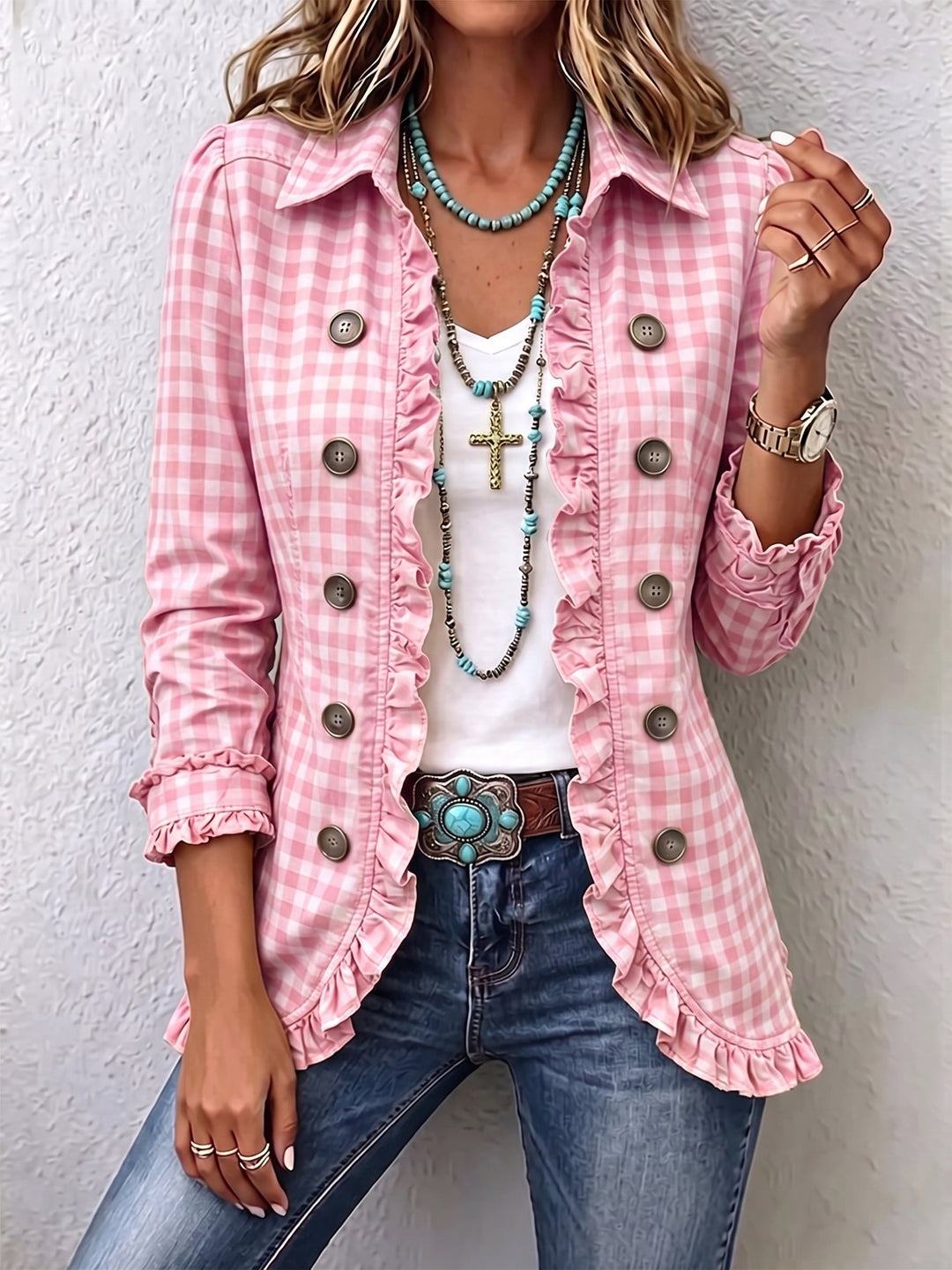 Charlene™ | Striped Ruffle Jacket