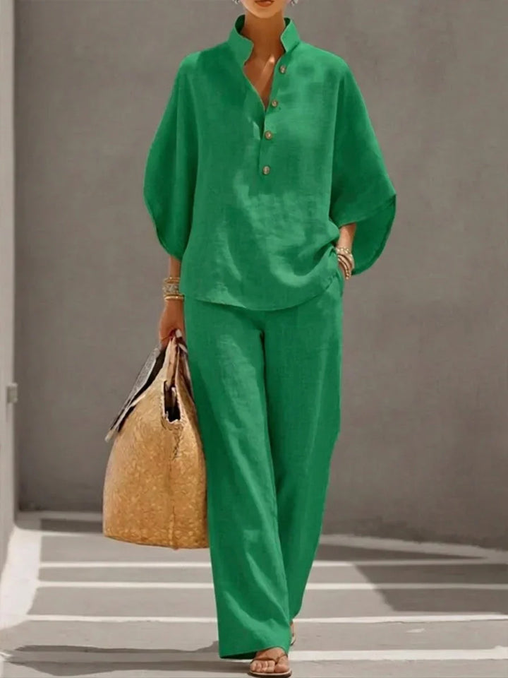 Maribel | Linen-Blend Wide-Leg Set
