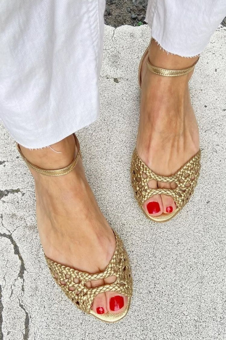 Gold Braided Sandals by Roseworth London