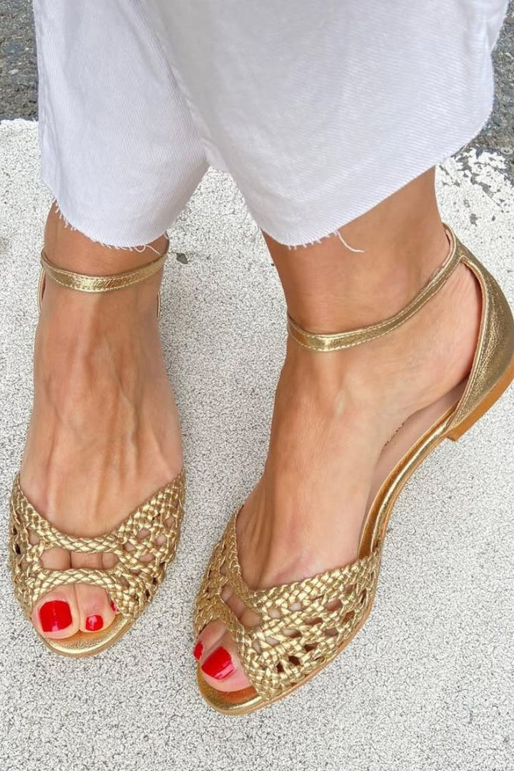 Gold Braided Sandals by Roseworth London