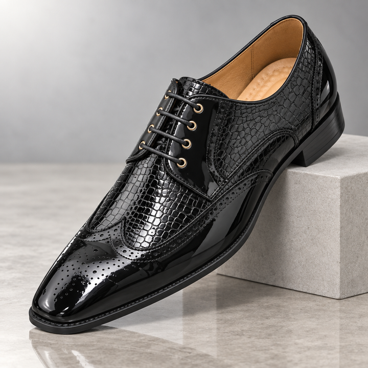 Darnello Croc-Embossed Leather Oxfords