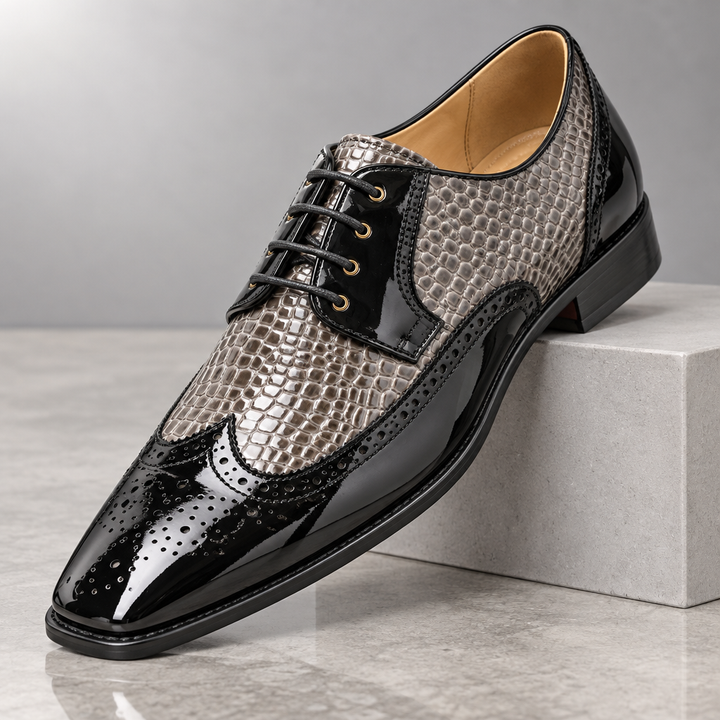 Darnello Croc-Embossed Leather Oxfords