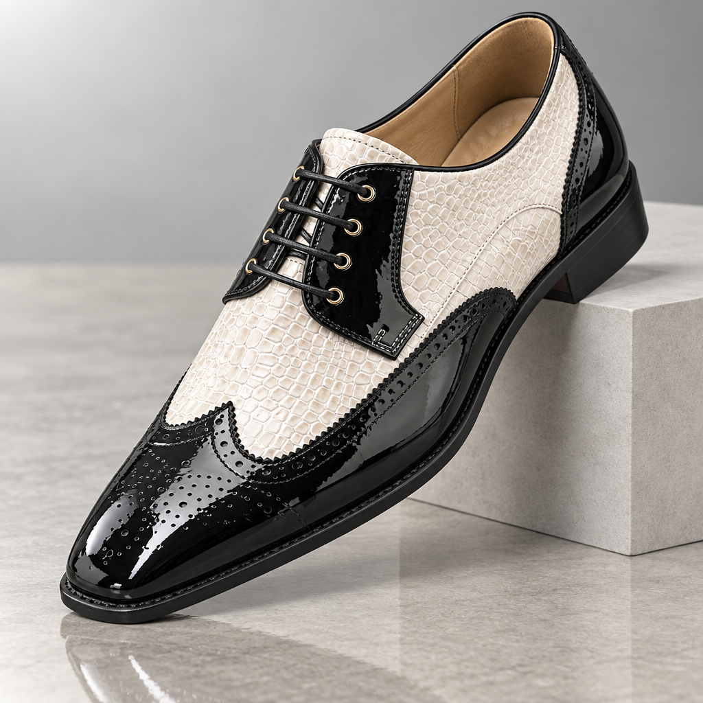 Darnello Croc-Embossed Leather Oxfords
