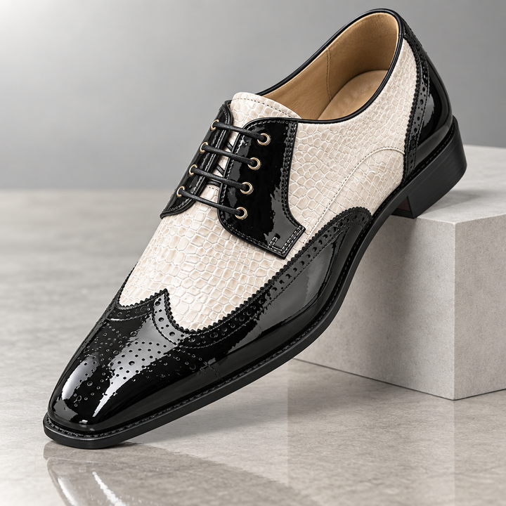 Darnello Croc-Embossed Leather Oxfords