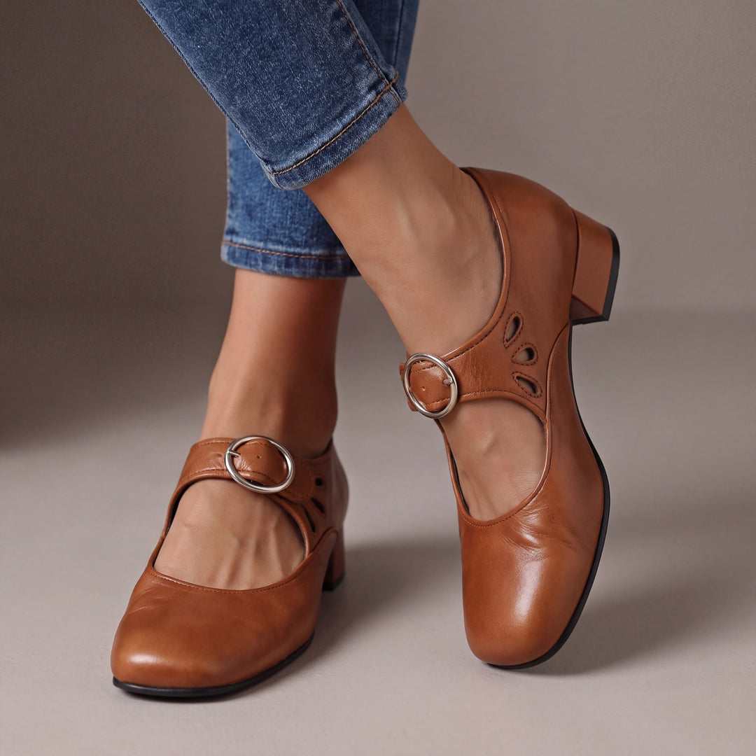 Freya Leather Strappy Court Shoes