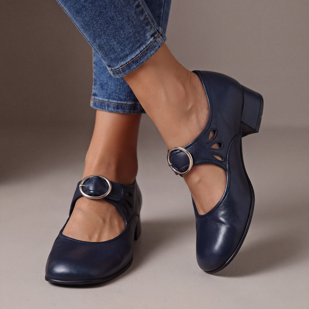 Freya Leather Strappy Court Shoes