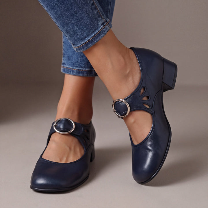 Freya Leather Strappy Court Shoes