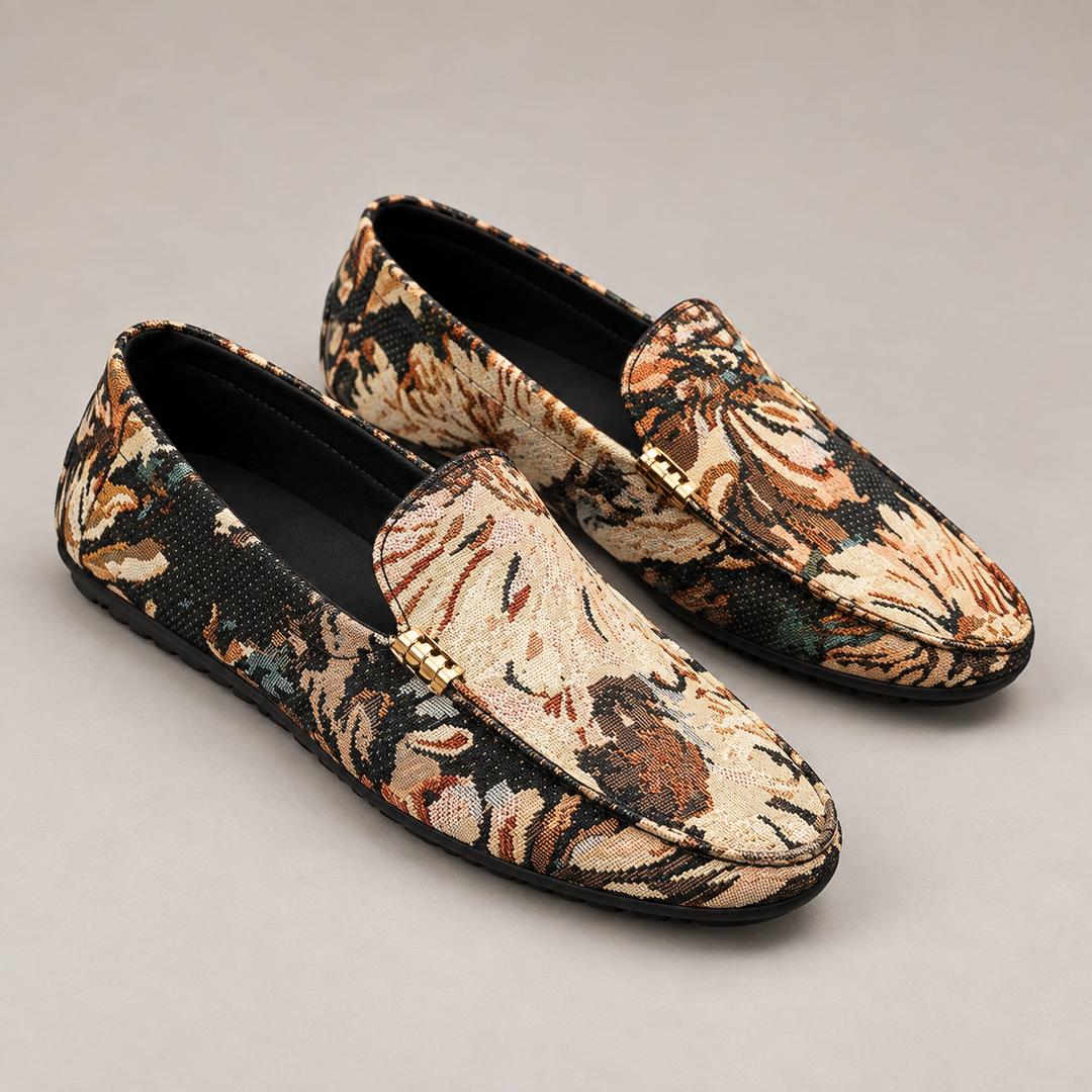 Capri loafers — Black Artistic Tapestry — studio