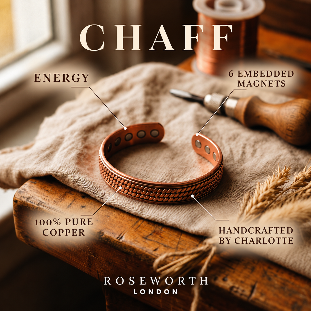 Chaff Copper Bracelet — 6 EMBEDDED MAGNETS — Handcrafted by Charlotte