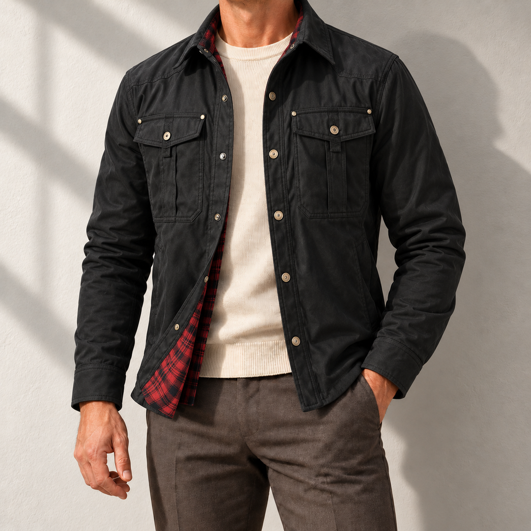 Endeavour Plaid-Lined Utility Jacket – studio photograph
