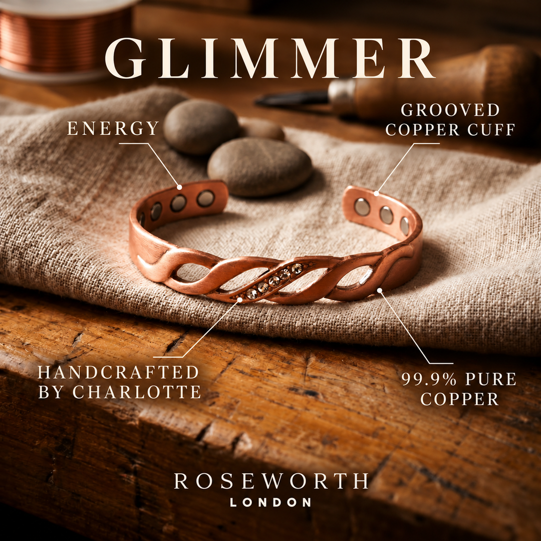 Glimmer Copper Bracelet — GROOVED COPPER CUFF — Handcrafted by Charlotte
