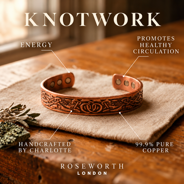 Knotwork Copper Bracelet — PROMOTES HEALTHY CIRCULATION — Handcrafted by Charlotte
