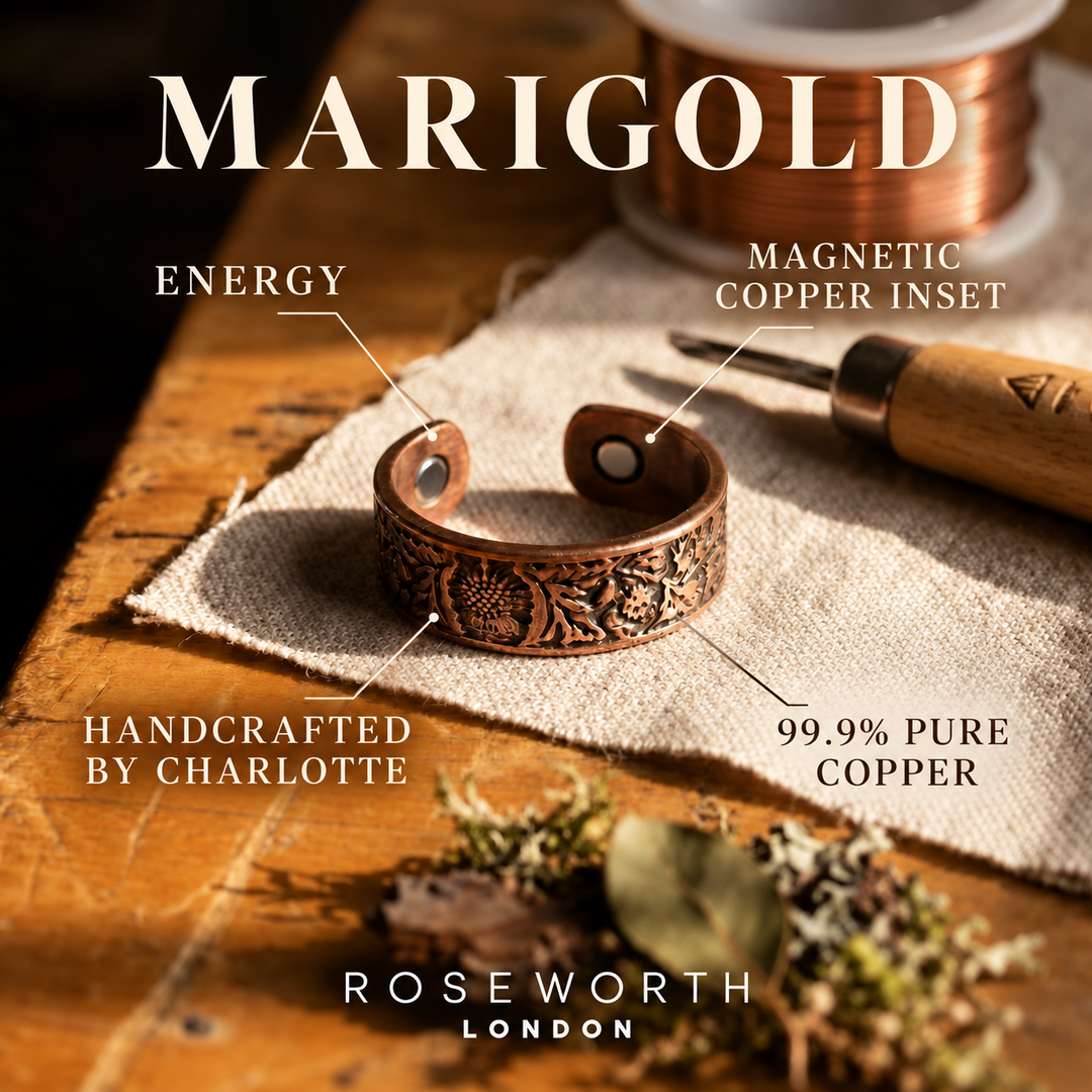 Marigold Copper Ring — MAGNETIC COPPER INSET — Handcrafted by Charlotte