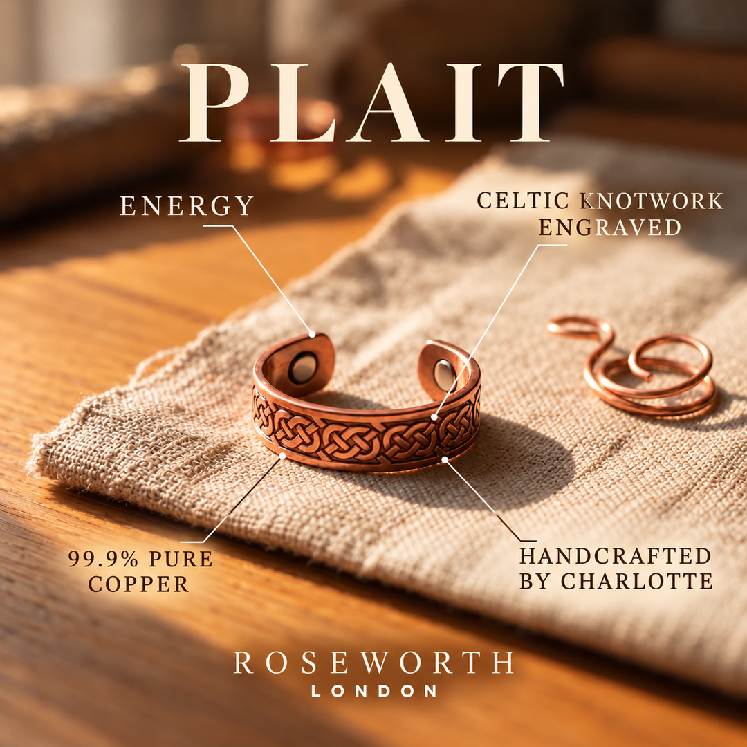 Plait Copper Ring — CELTIC KNOTWORK ENGRAVED — Handcrafted by Charlotte