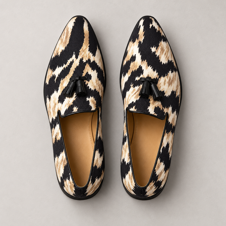 abstract tassel loafers — zwart — top