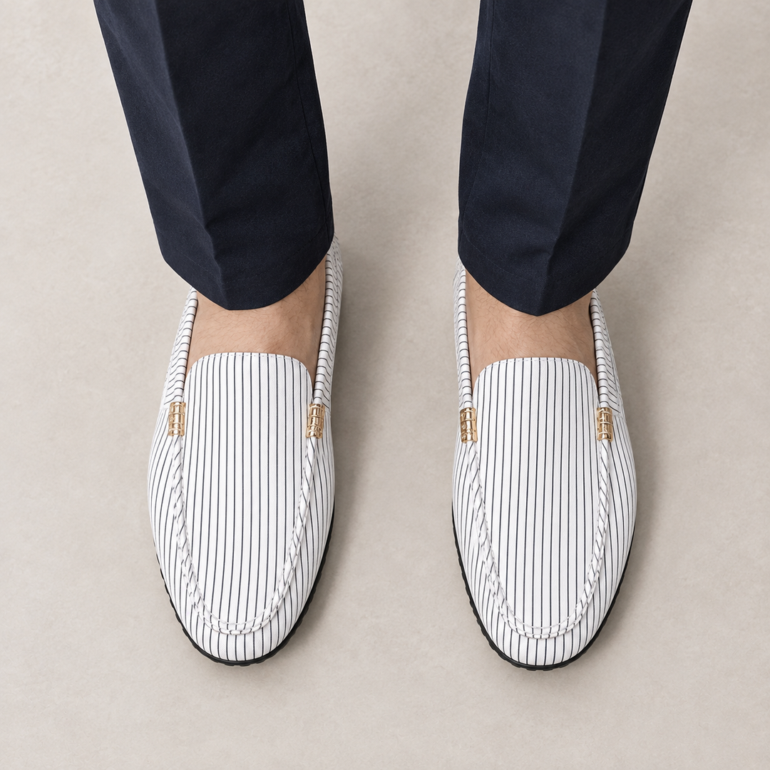 brighton loafers — White Pinstripe — top