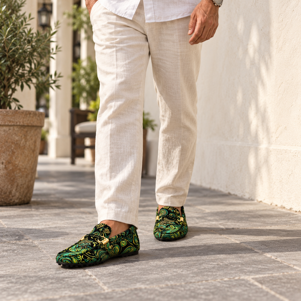 ornamental print loafers — Green — lifestyle