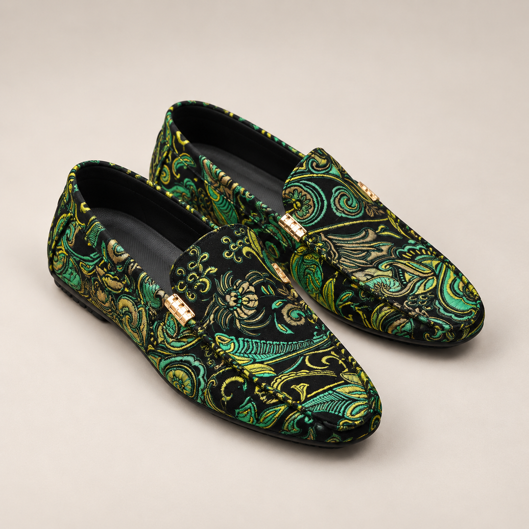 ornamental print loafers — Green — studio