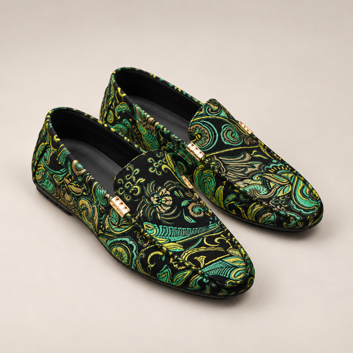 ornamental print loafers — Green — studio