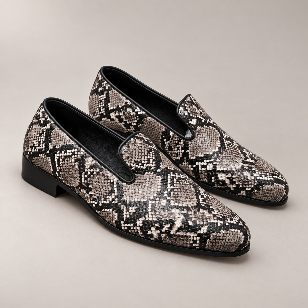 snake pattern loafers — Coffee — studio