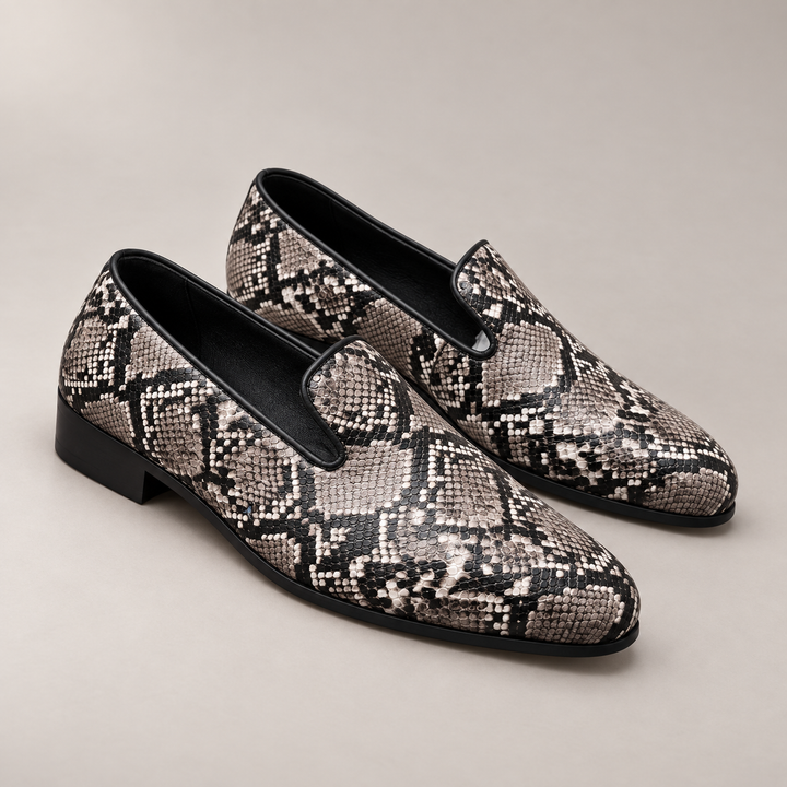 snake pattern loafers — Coffee — studio