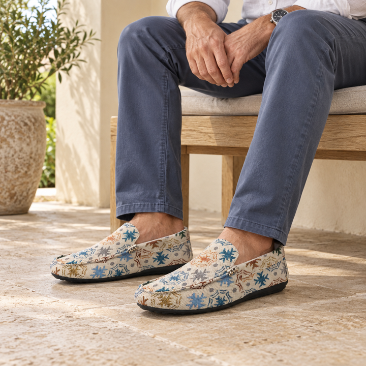 star print loafers — Beige — lifestyle
