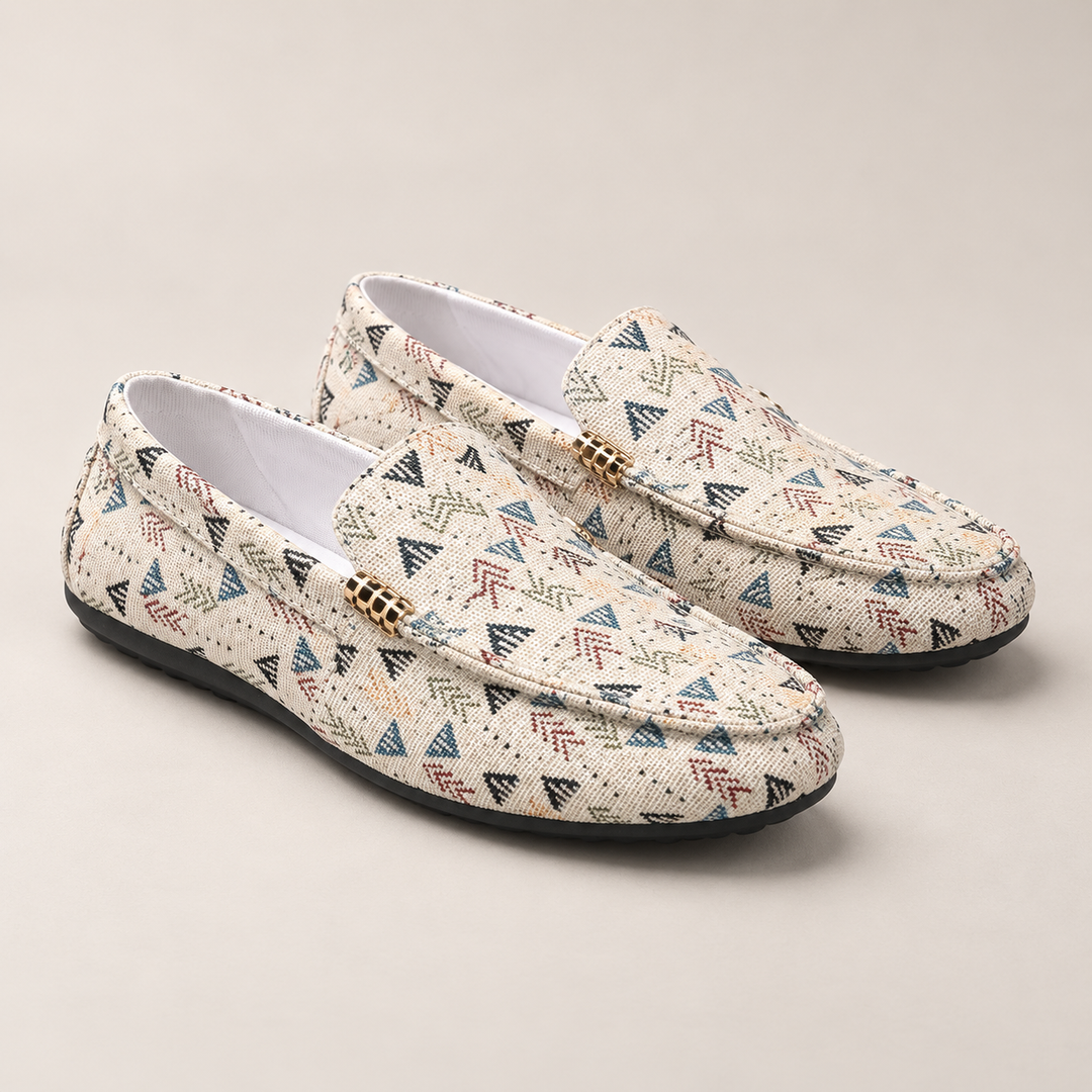 triangle print loafers — Beige — studio