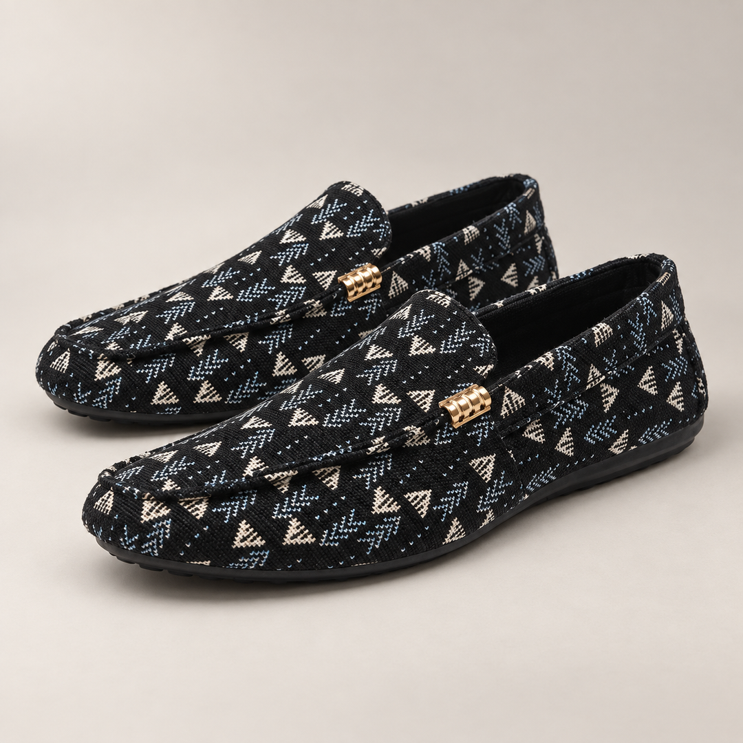 triangle print loafers — Black — studio