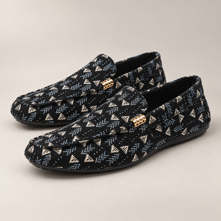 triangle print loafers — Black — studio