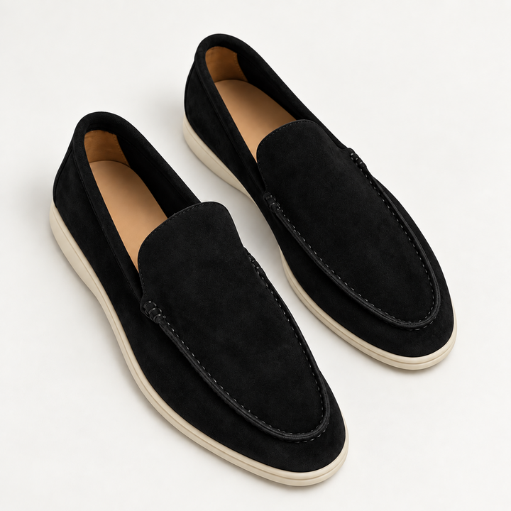 Sloane loafers in Black with cream soles