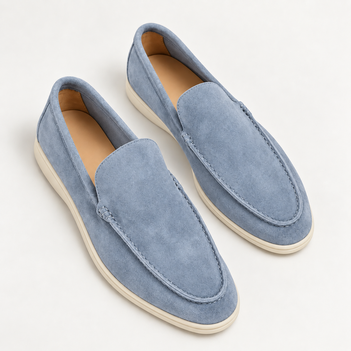 Sloane loafers in Blue with cream soles