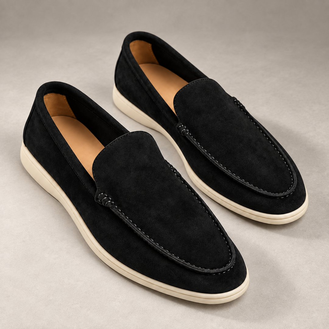 Sloane | Elegant Suede Loafers – men's loafer in a refined shadow stone studio setting