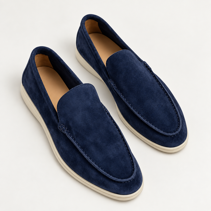 Sloane loafers in Navy Blue with cream soles
