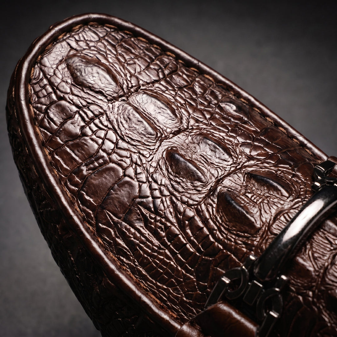 Vareno Croc-Embossed Leather Loafers