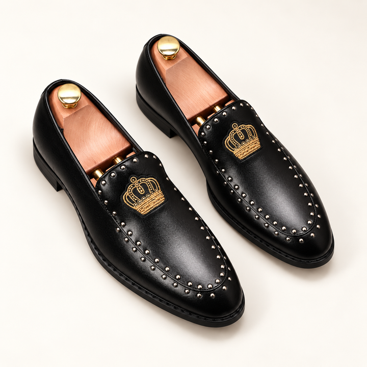Winston crown loafers in Black — studio pair