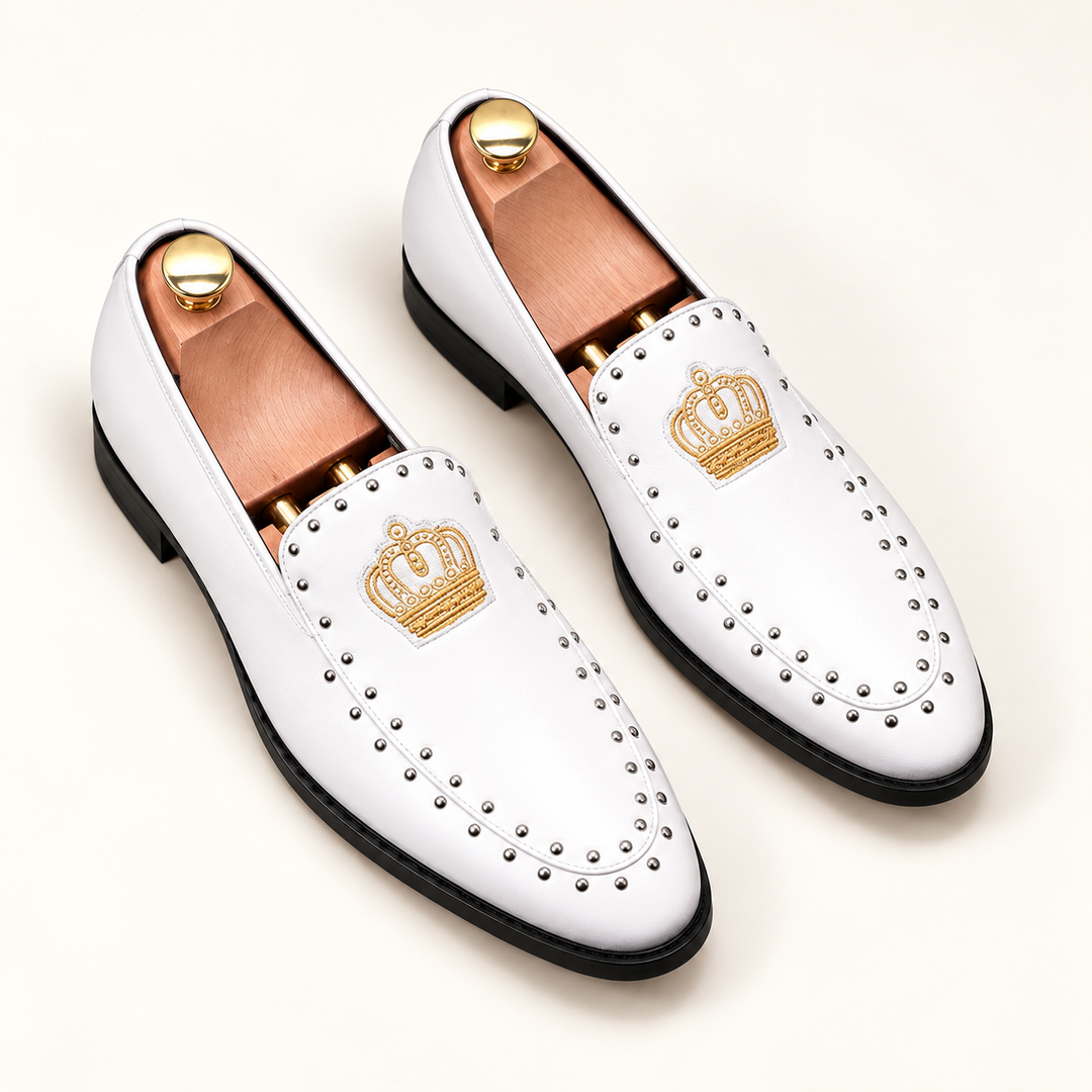 Winston crown loafers in White — studio pair